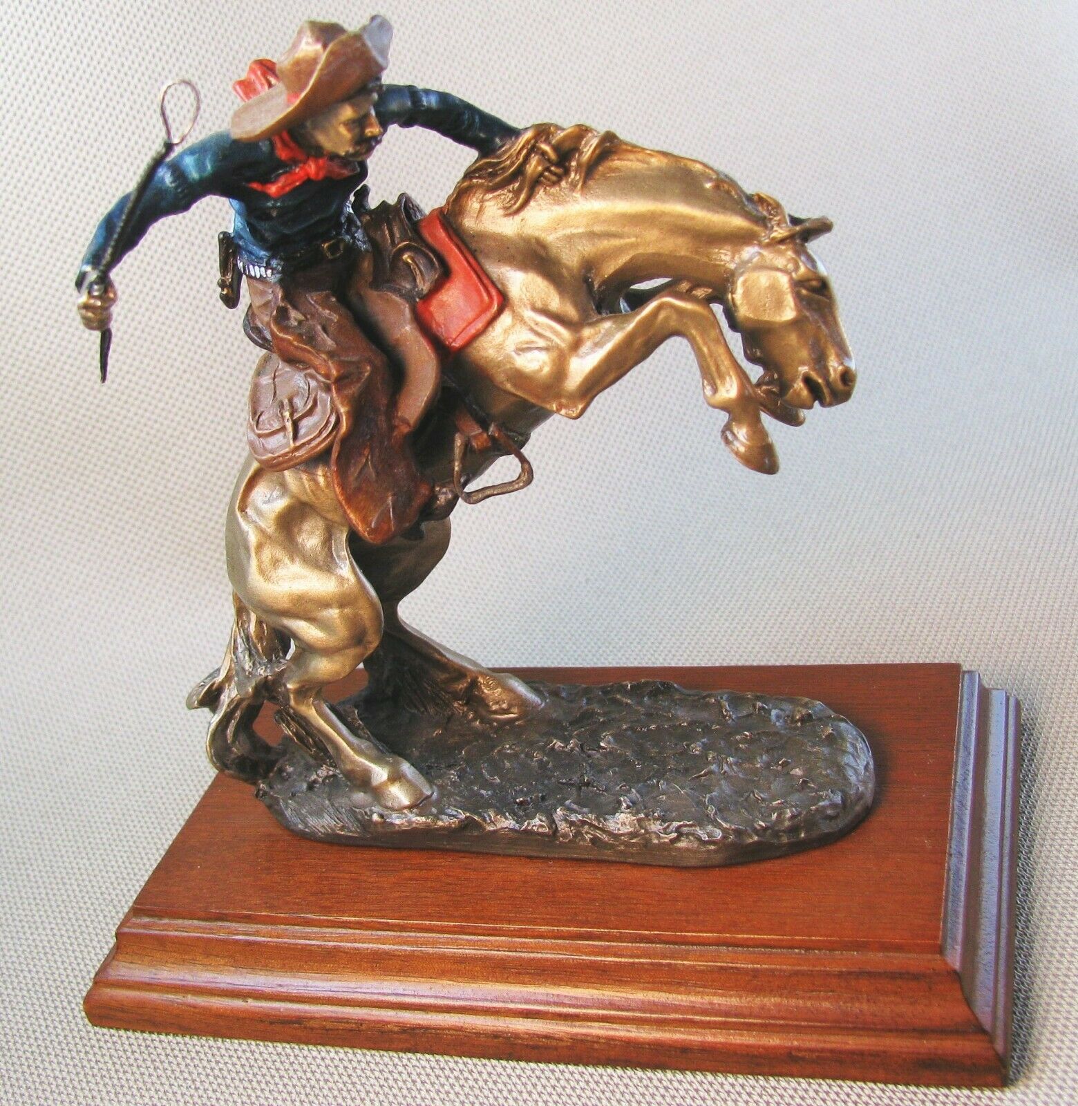 Classic Pewter Remington Bronze Inspired Bronco Buster  Cowboy Figurine 1990