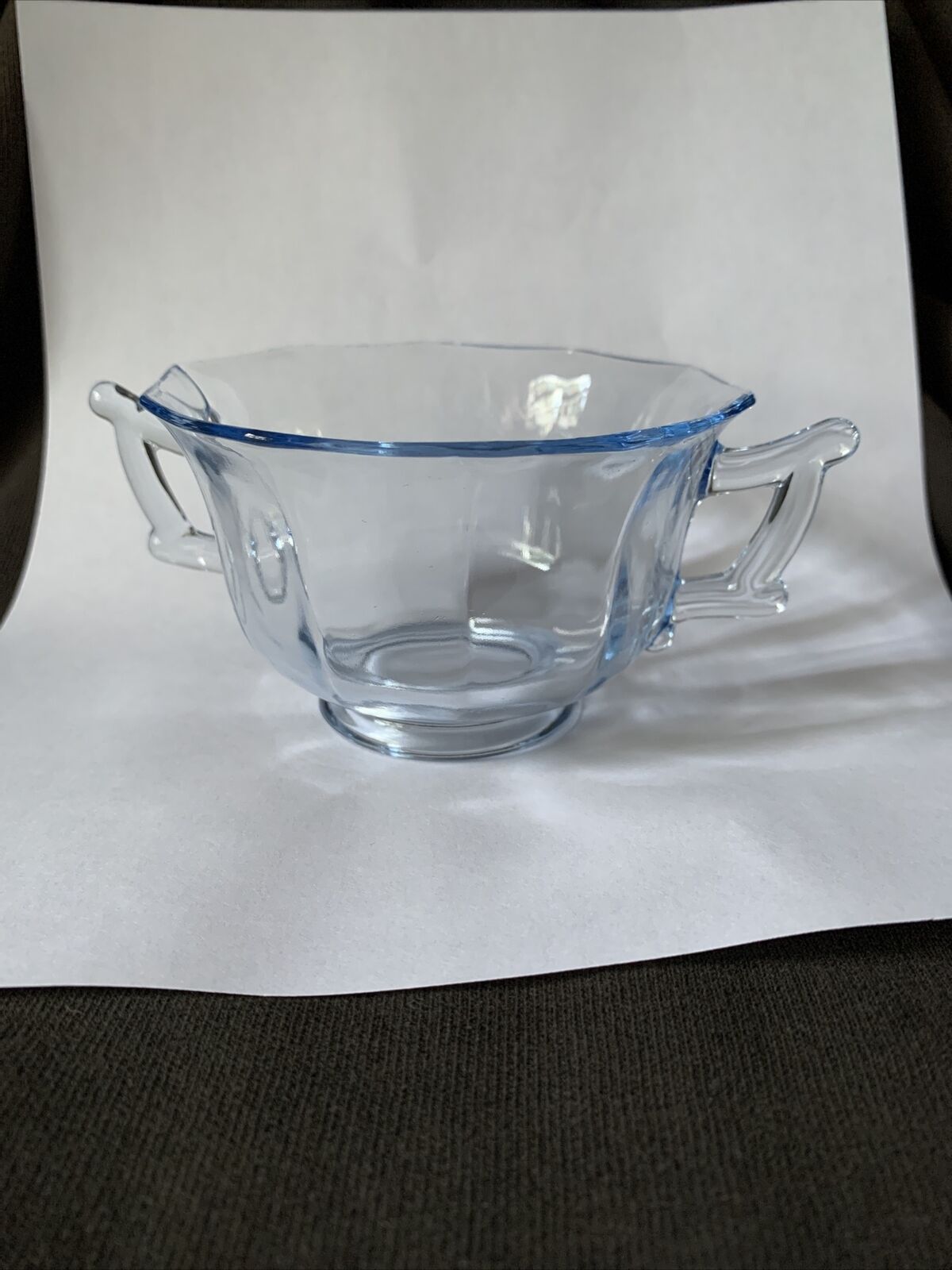 Cambridge Light Blue Glass Decagon Sugar Bowl Elegant